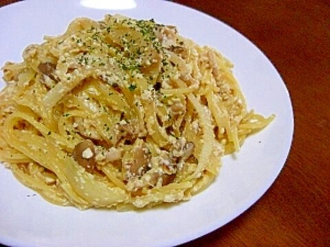 豆腐ときのこのパスタ